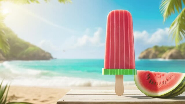 Watermelon Popsicles on the Beach in Summer Vibes