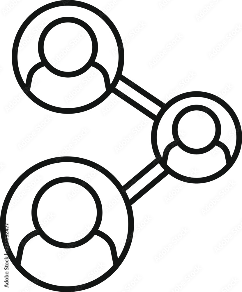Poster simple line drawing of a social network icon symbolizing connection and sharing between users