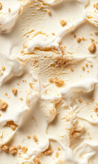 cheesecake ice cream surface close-up shot, a closeup of the cheesecake ice cream texture, displaying its smooth and creamy base with hints of graham cracker pieces