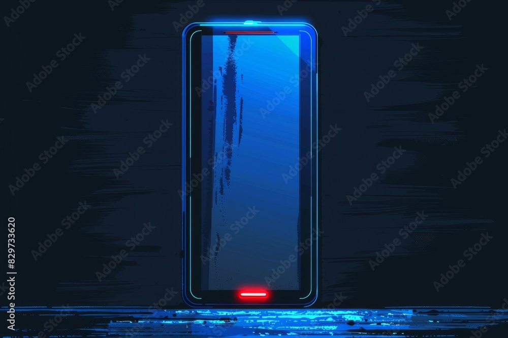 Poster blue smartphone screen with padlock, symbolizing secure data protection and mobile privacy in a digi