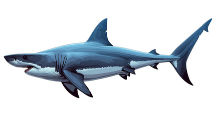 Fototapeta premium Illustration of a great white shark swimming. Perfect for marine life themes, ocean projects, and educational materials.