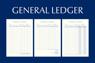 Fototapeta premium General Ledger, Minimal Style, Week start Sunday, Corporate design planner template.