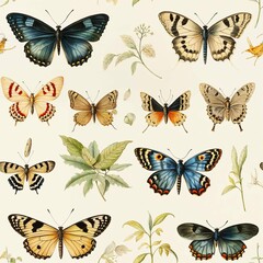 AI-generated image of a collection of butterflies and moths