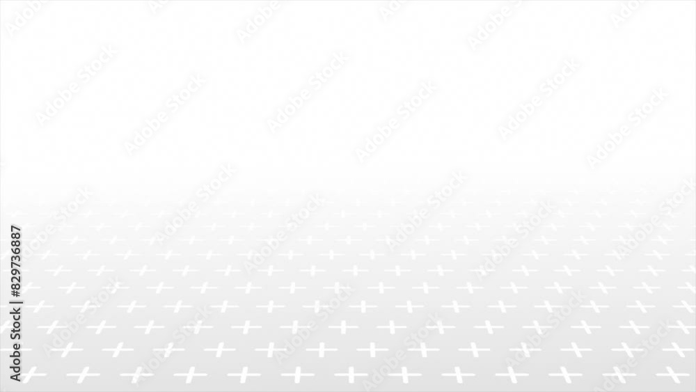 Poster white and black simple 3d space with plus pattern geometrical minimal looped background