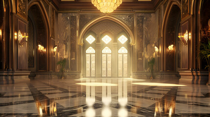 Luxury Palace Interior decorated texture background. Generative AI.