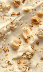 Honey Roasted Peanut Ice Cream Surface Close-up Shot