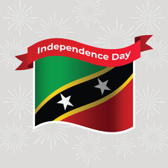Saint kitts and Nevis Wavy Flag Independence Day Banner Background