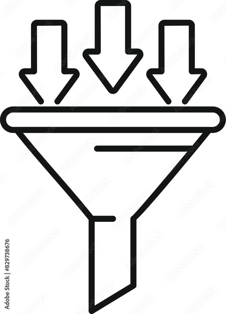 Poster simple and minimalist outline icon of conversion funnel for marketing and lead generation strategy i