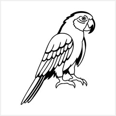 Black and white coloring pages Animals parrot icon Vector stock illustration EPS 10