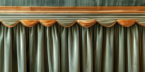 Green velvet curtains with pleats on isolated background. Concept Green Velvet Curtains, Pleats, Isolated Background