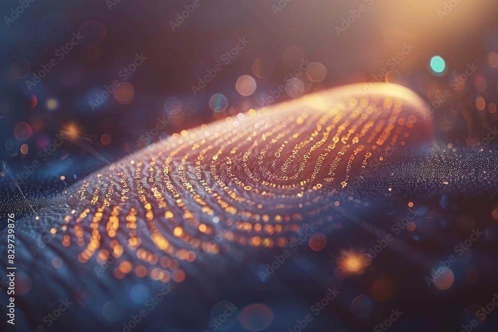 Poster close-up of a fingerprint on a digital surface, highlighting advanced biometric security and data pr