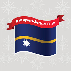 Nauru Wavy Flag Independence Day Banner Background