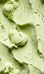Obraz premium matcha ice cream surface close-up shot, a closeup of the matcha ice cream texture, highlighting its smooth and creamy base with a vibrant green color