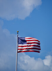 USA Flag with blue sky