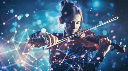 Fototapeta premium A robot is playing a violin