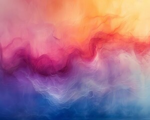 Vibrant abstract art showcasing a smooth gradient blend of orange, pink, and blue colors, creating an ethereal and colorful visual experience.
