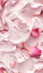Rose Ice Cream Surface Close-up Shot