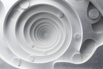 Fototapeta premium Abstract white 3D rendering background with geometric shapes and shadows. Modern wallpaper design for web, package. Abstract futuristic white wallpaper with dimension in the style of minimal editing.