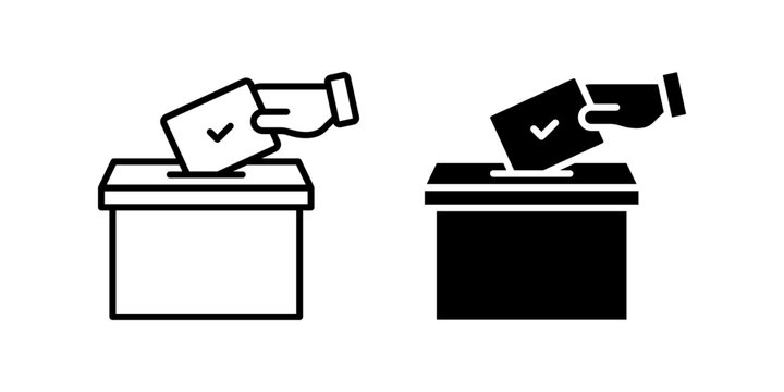 Hand voting ballot box icon set. voting sign. for mobile concept and web design. vector illustration