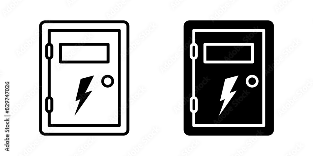 Poster electrical power switch panel box icon set. for mobile concept and web design. vector illustration