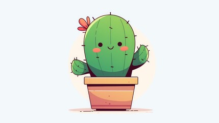 A quirky houseplant icon featuring a cartoonish green cactus in a pot stands out against a transparent background