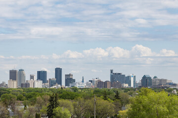 Fototapeta premium Aerial view of downtown Winnipeg, Manitoba, Canada, seen from Westview Park