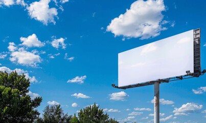 A classic roadside billboard on a highway with a clear blue sky in the background. Designed for eye-catching and impressive advertising.