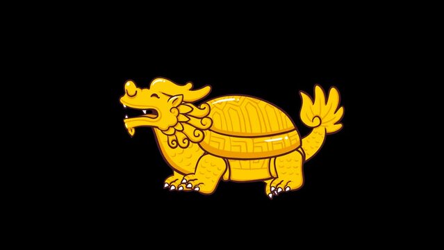 Animated Golden Lucky Turtle on Transparent Background