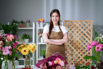 Employees in flower shops provide flowers according to customer orders, Small business owner, SME.