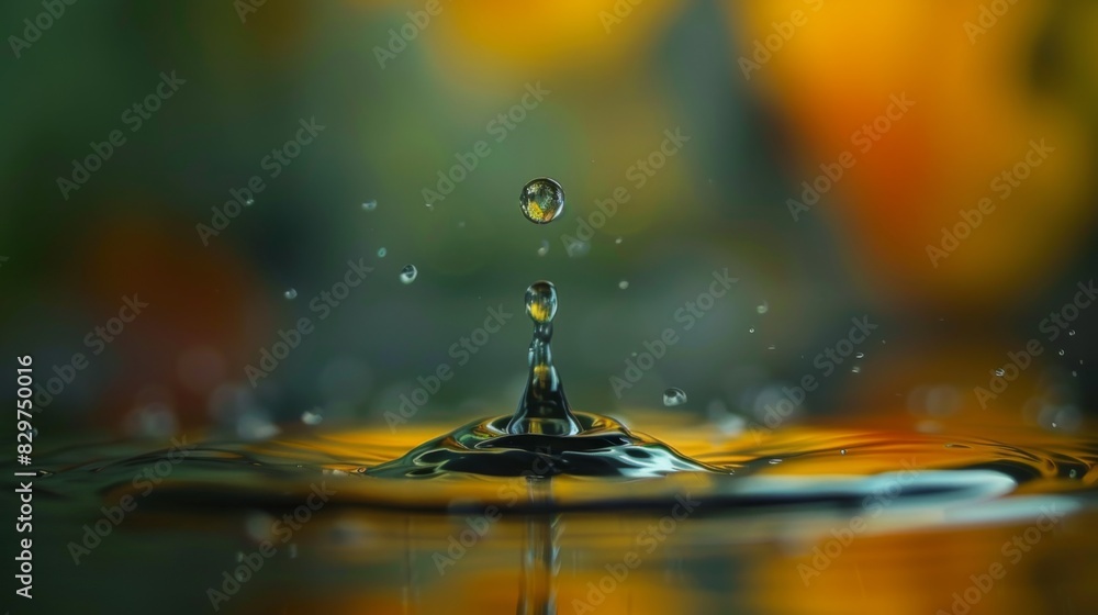 Aufkleber a macro shot of a water droplet about to fall from the tip of a leaf, captured in a moment of suspen