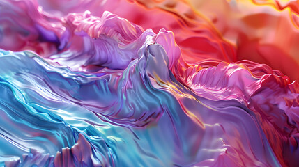 3D extruded abstract of flowing colors. Generative AI.