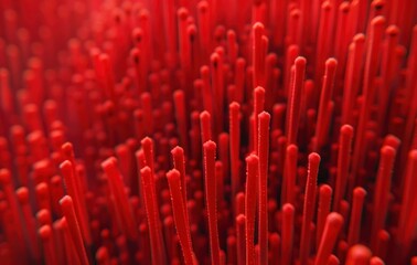 Obraz premium Red sticks arranged in a stylish pattern on a dark background for modern art and design concept
