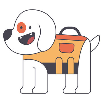 recommend clip art: Funny dog in life jacket vector cartoon illustration isolated on a white background.