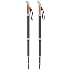 Collapsible lightweight hiking poles vector cartoon illustration isolated on a white background.