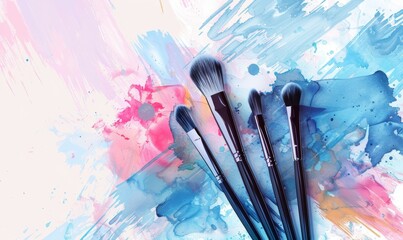 Obraz premium watercolor makeup brush