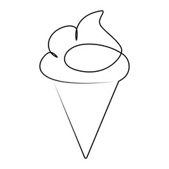 continuous one line summer ice cream fresh name logo dessert hand drawn illustration vector.
Continuous One line ice cream outline vector art illustration