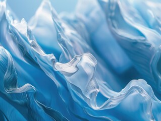 Obraz premium The image is a blue and white abstract painting of a wave. The blue and white colors give the painting a calm and serene mood. The wave appears to be flowing and moving, creating a sense of motion