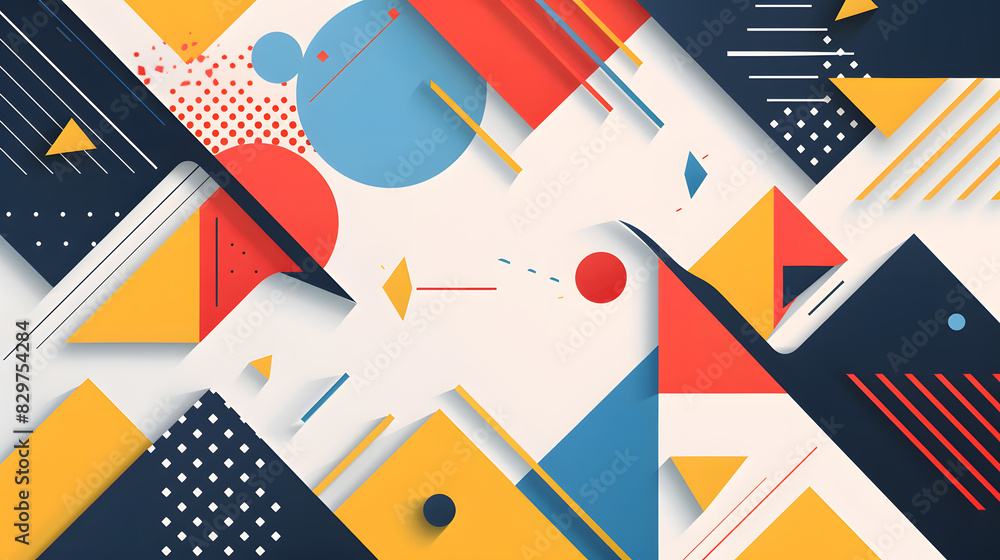 Poster abstract background with geometric shapes design in three colors. generative ai.