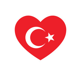 Republic Day of Turkey, love Turkey symbol, heart vector icon, Turkish Flag, Cumhuriyet Bayrami