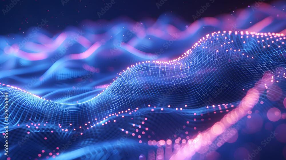 Poster abstract technology particles lines mesh background