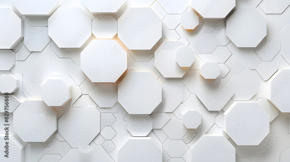 Poster vector banner design, white background with hexagon pattern