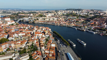 Obraz premium Old town of Porto at river Douro, Portugal aerial photo 10 may 2024