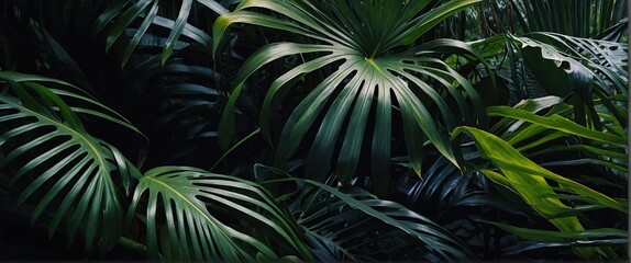 Collection of tropical leaves,foliage in blue color with space background