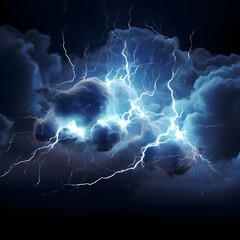Storm clouds with thunderstorm lightning. Generative AI.