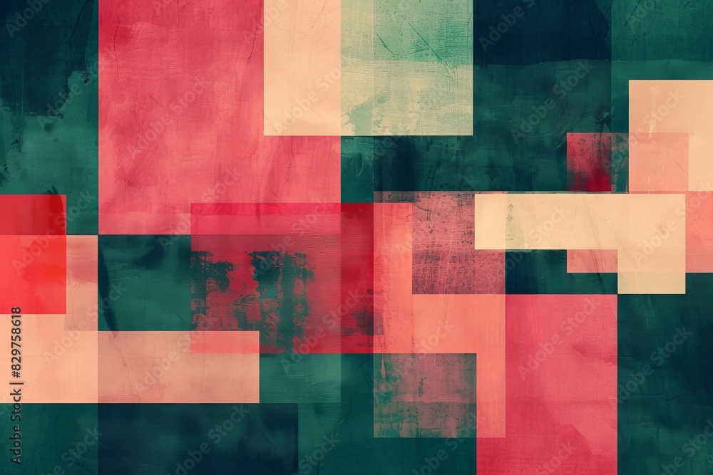 Poster vivid geometric composition bold shapes in striking contrast with sharp lines and precision