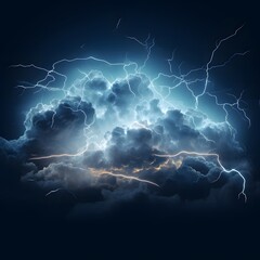 Storm clouds with thunderstorm lightning. Generative AI.