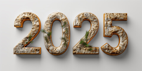 Naklejka premium Multiple instances of the number 2025 repeated in a row on a white background