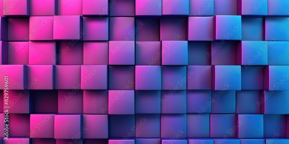 Poster a wall of pink and blue blocks with a blue background. the blocks are arranged in a way that creates