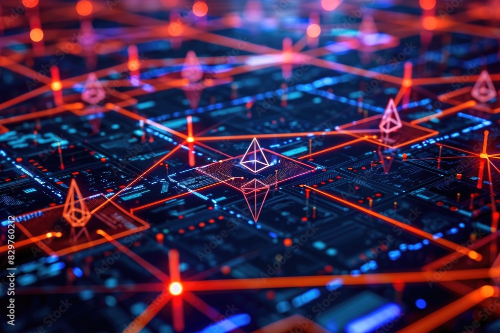 Aufkleber a computer screen with a red and blue background and a red triangle in the middle. the triangle is s