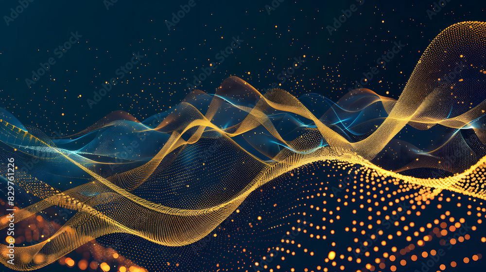 Poster abstract digital wave of particles. futuristic point wave. technology background vector. vector illu